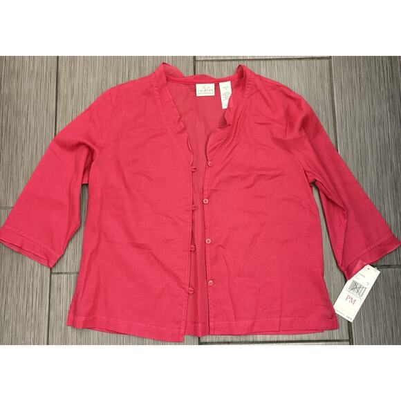 Liz Claiborne Villager Pink Cotton Tank And Button Down Shirt Set Petite Medium - Picture 7 of 10